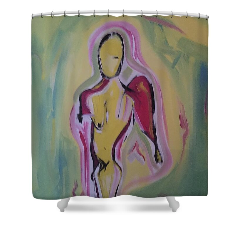 Angel Shower Curtain featuring the painting Homage to Dionysus, IV by Peter Bethanis