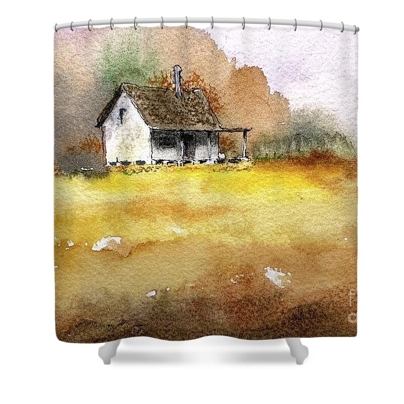 Watercolor Shower Curtain featuring the painting Home Place by William Renzulli
