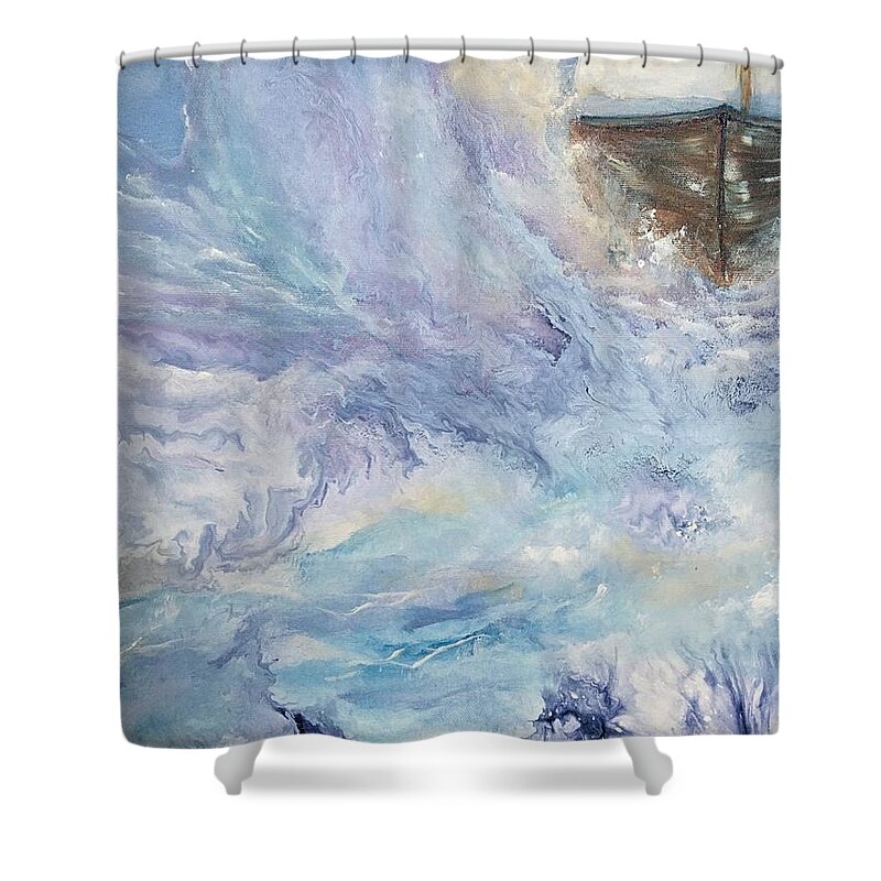Abstracted Water Shower Curtain featuring the painting Homebound Too by Soraya Silvestri