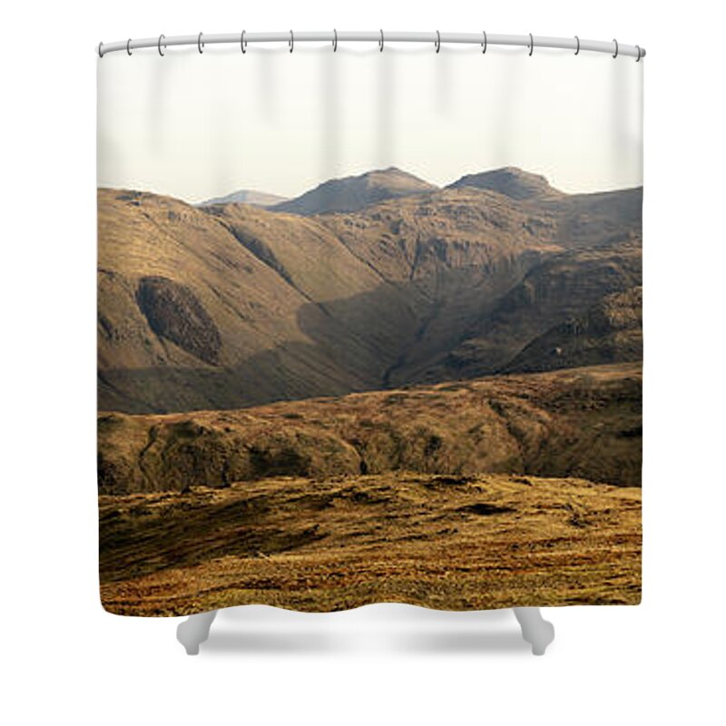 Panorama Shower Curtain featuring the photograph Honistor and Borrowdale Lake District by Sonny Ryse