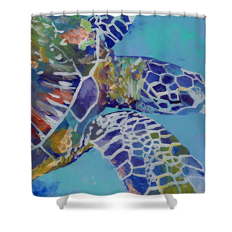 Honu Shower Curtain featuring the painting Honu by Marionette Taboniar