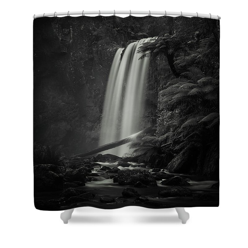 Monochrome Shower Curtain featuring the photograph Hopetoun Falls by Grant Galbraith