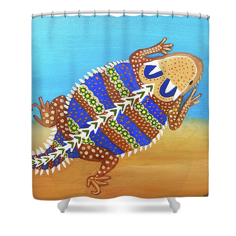 Horny Toad Shower Curtain featuring the painting Horny Toad by Christina Wedberg