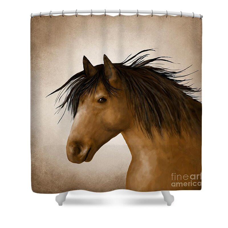 Horse Shower Curtain featuring the digital art Horse 11 by Lucie Dumas