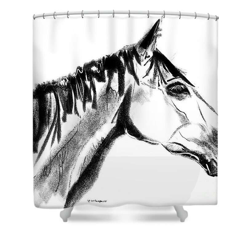 Horse Shower Curtain featuring the painting Horse Sanne by Go Van Kampen