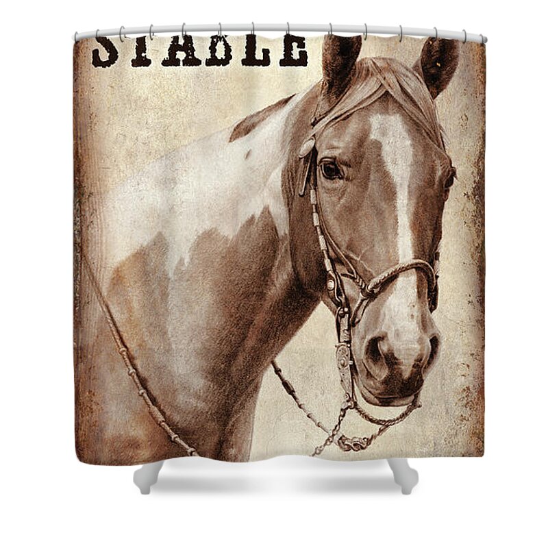 Jq Licensing Shower Curtain featuring the painting Horse Sign by Michelle Grant