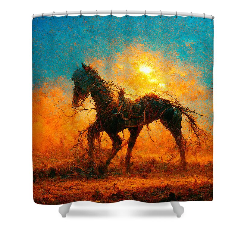 Horse Shower Curtain featuring the digital art Horses #1 by Craig Boehman