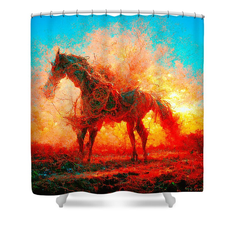 Horse Shower Curtain featuring the digital art Horses #2 by Craig Boehman