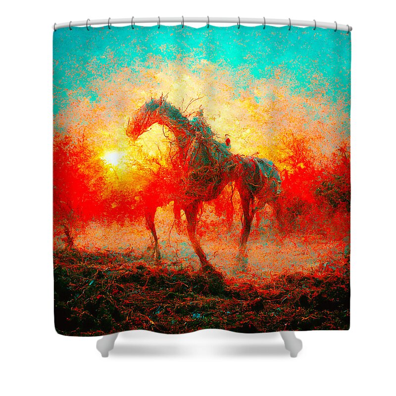 Horse Shower Curtain featuring the digital art Horses #3 by Craig Boehman