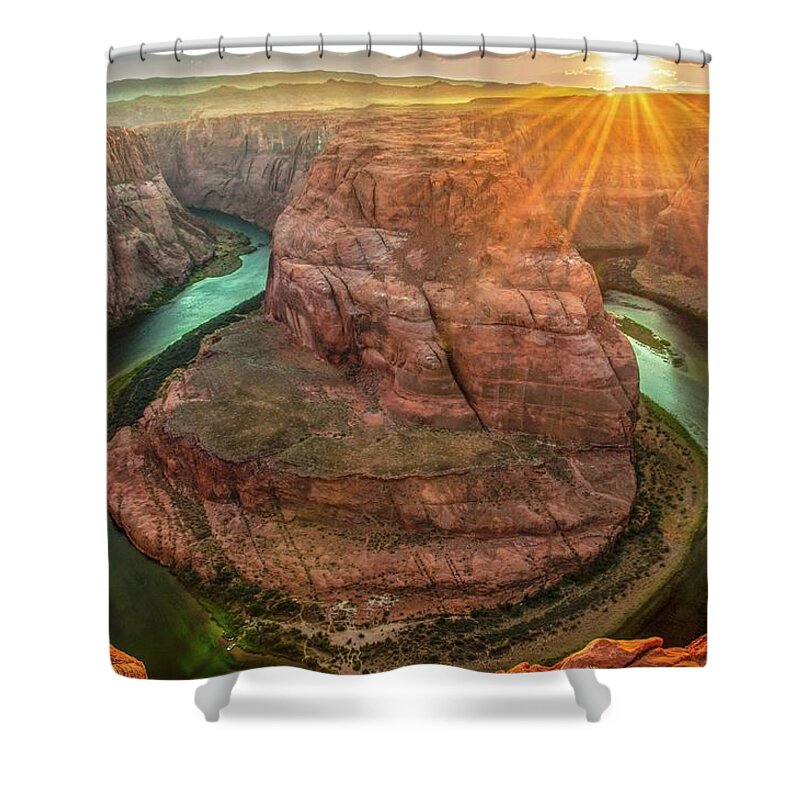 Sunrise Shower Curtain featuring the photograph Horseshoe Bend at Sunrise by Rob Hemphill