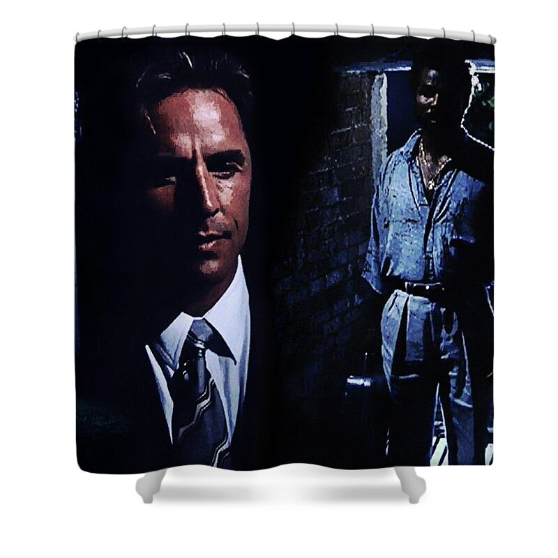 Miami Vice Shower Curtain featuring the digital art Hostile Takeover 3 by Mark Baranowski
