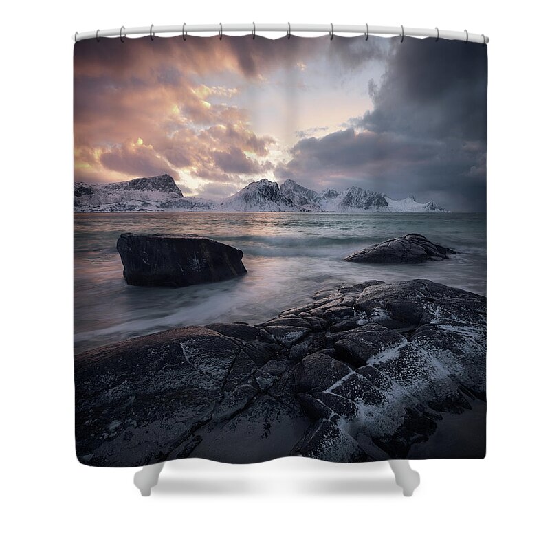Sunset Shower Curtain featuring the photograph Hot and Cold by Tor-Ivar Naess