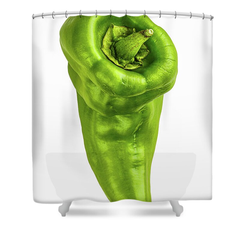 Green Shower Curtain featuring the photograph Hot Green Pepper by Gary Slawsky