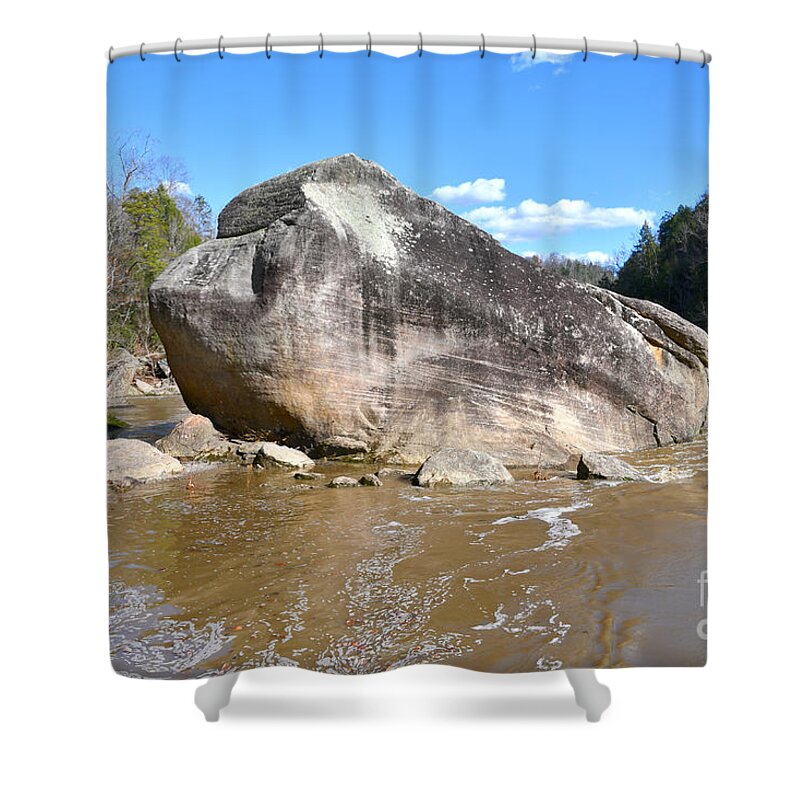 Nature Shower Curtain featuring the photograph House Sized Boulder by Phil Perkins