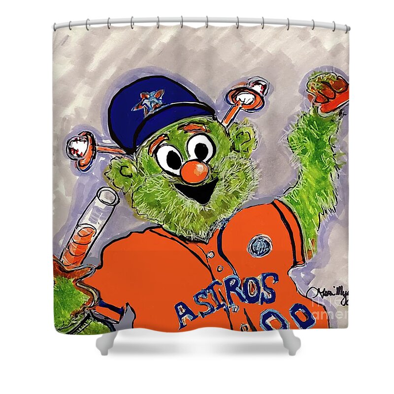 Houston Astros ORBIT Mascot Shower Curtain by Geraldine Myszenski - Pixels
