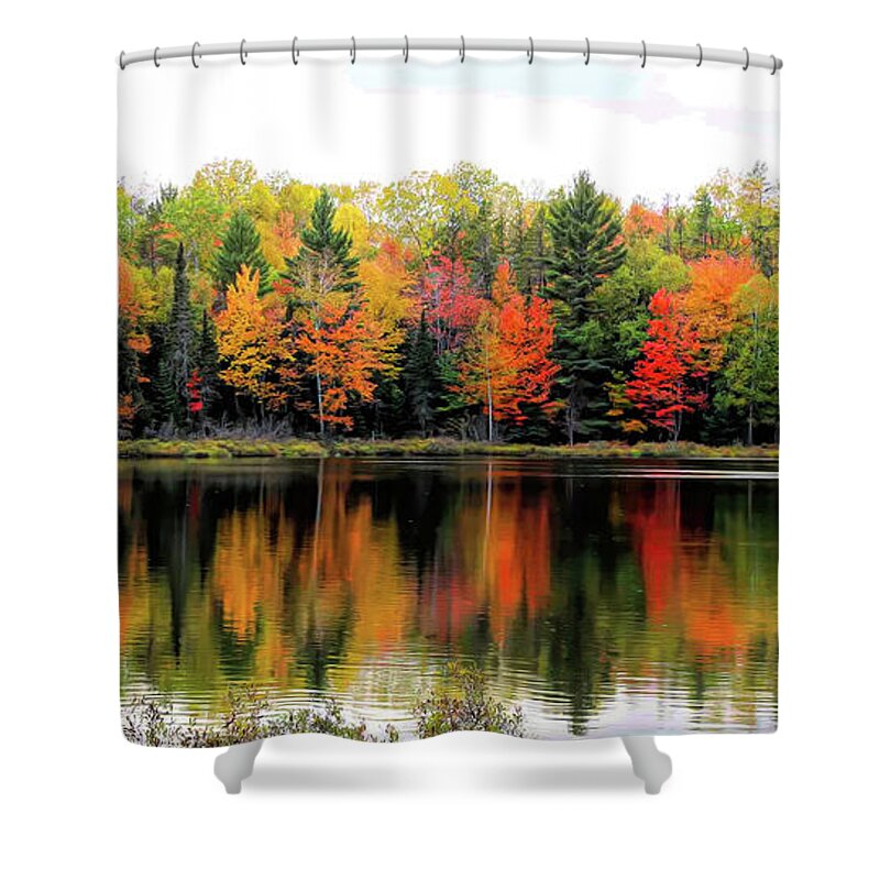 Michigan Shower Curtain featuring the photograph Hovey Lake Reflections by Cheryl Strahl