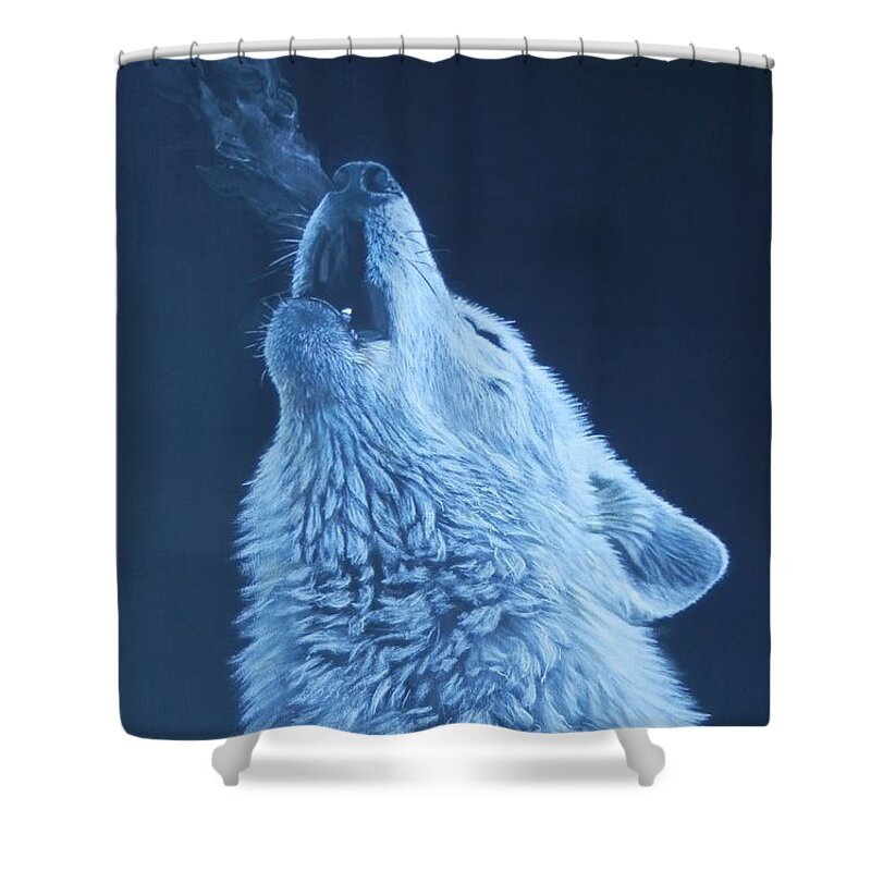 Wolf Shower Curtain featuring the painting Howling Wolf by John Neeve