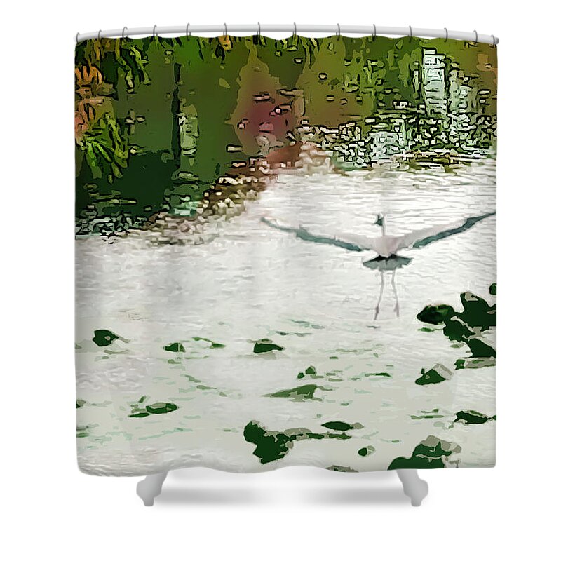 Bird In Flight Shower Curtain featuring the photograph How To Fly by Edward Shmunes