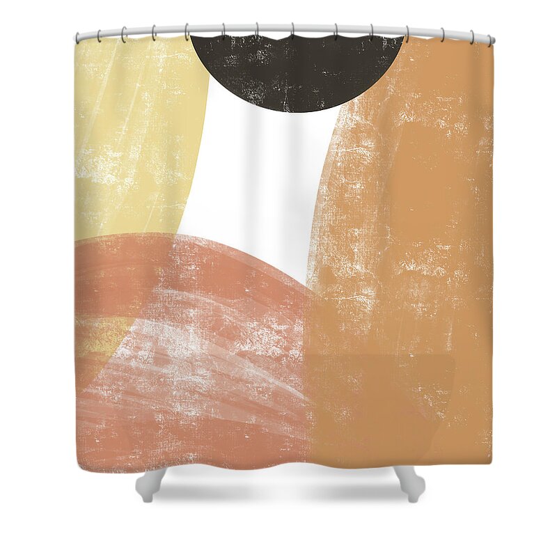 Brown Shower Curtain featuring the mixed media Hues of the Earth 2 - Contemporary Abstract Painting - Minimal, Modern - Brown, Sienna, Umber, Tan by Studio Grafiikka