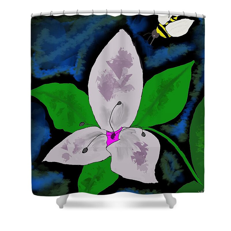 Bee Shower Curtain featuring the digital art Humming Bee by Michelle Hoffmann
