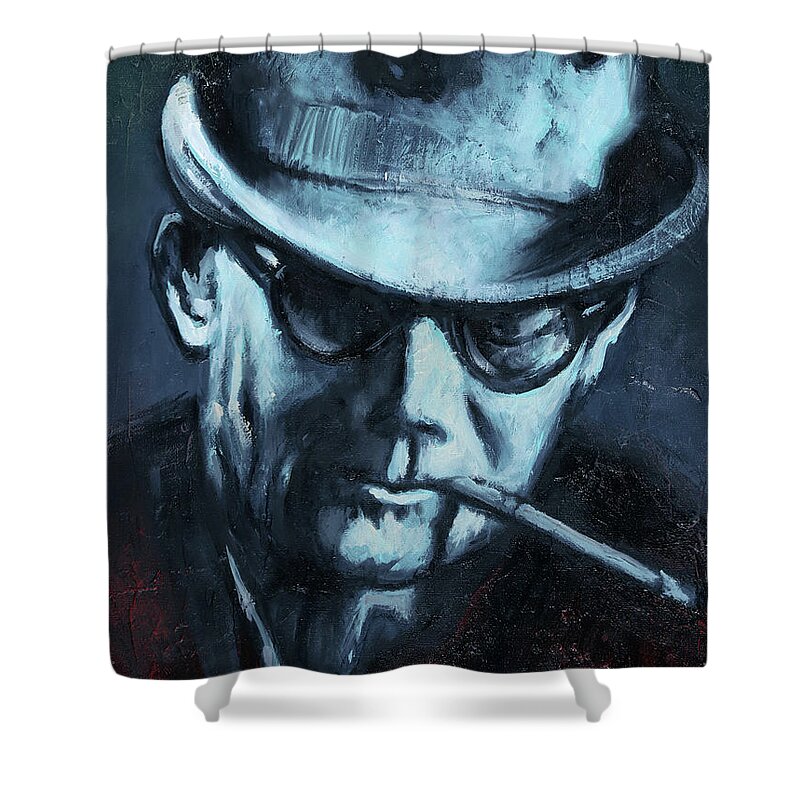 Hunter S Thompson Shower Curtain featuring the painting Hunter S Thompson by Sv Bell