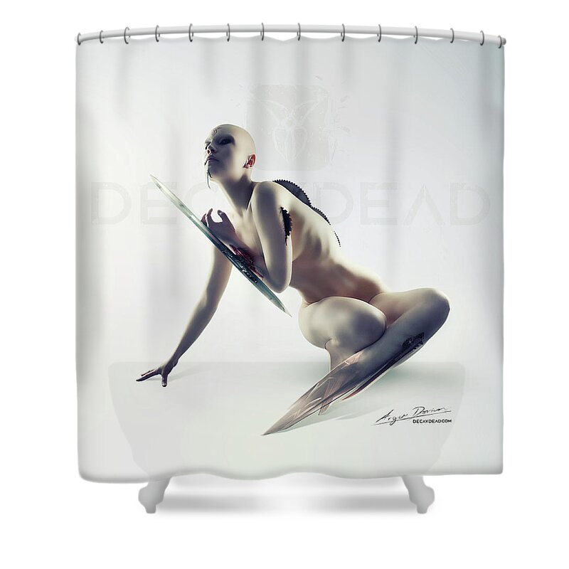 Argus Dorian Shower Curtain featuring the digital art Hybrid Assassin by Argus Dorian
