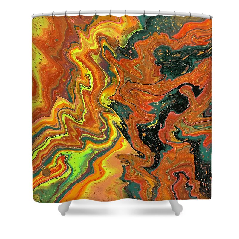 Trippy Shower Curtain featuring the painting Hybrid by Nicole DiCicco