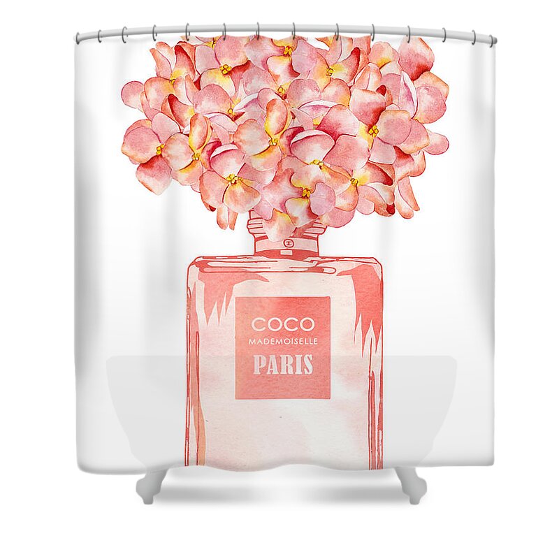 Hydrangea perfume bottle Shower Curtain