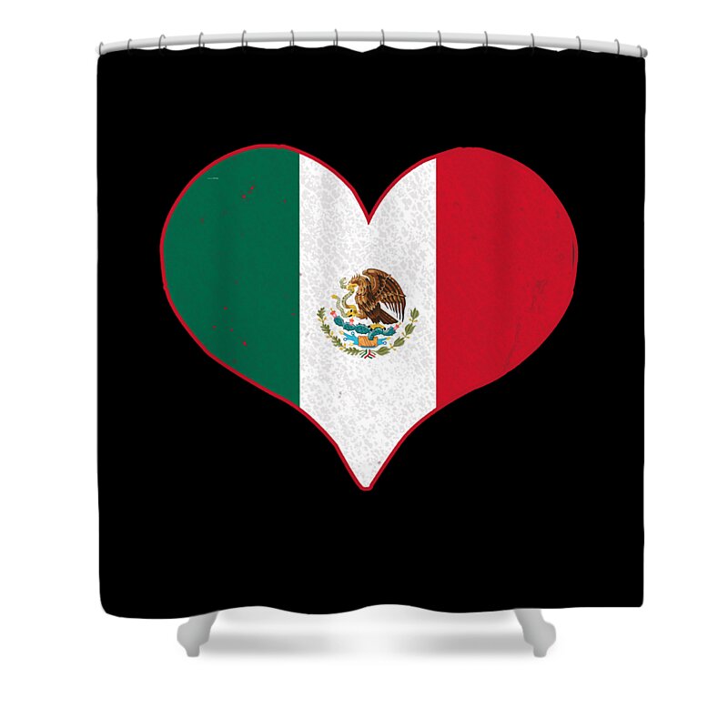 Funny Shower Curtain featuring the digital art I Heart Mexico Flag by Flippin Sweet Gear