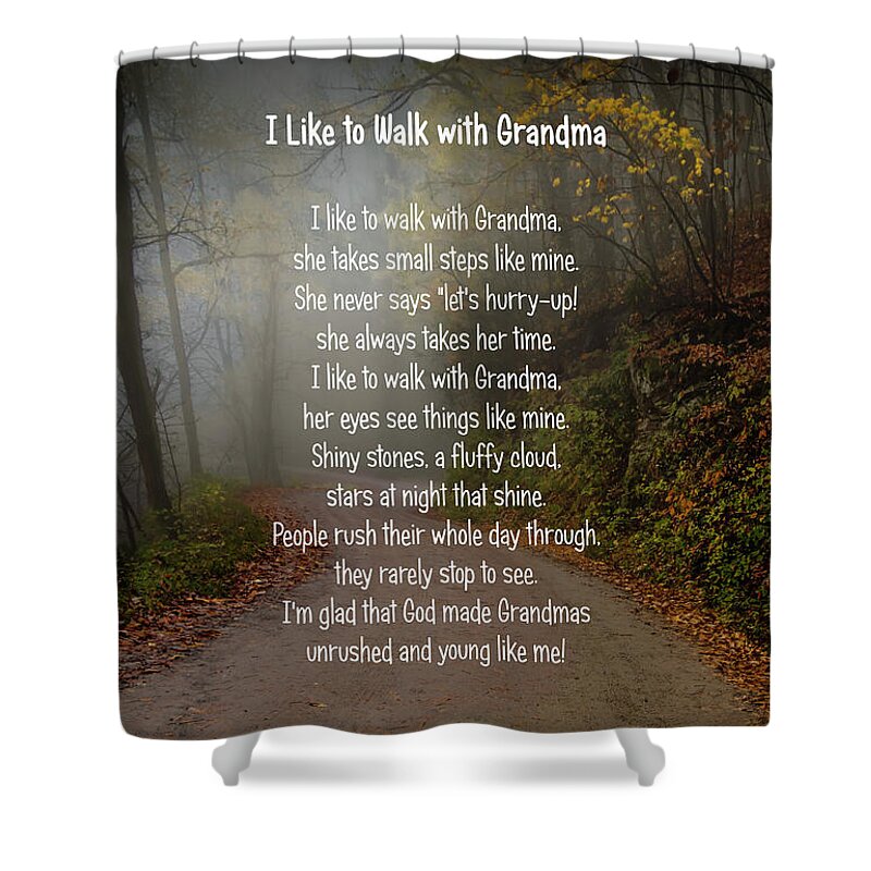 I Like To Walk With Grandma Shower Curtain featuring the photograph I Like to Walk with Grandma by Norma Brandsberg