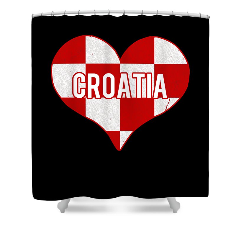 Funny Shower Curtain featuring the digital art I Love Croatia Jersey by Flippin Sweet Gear