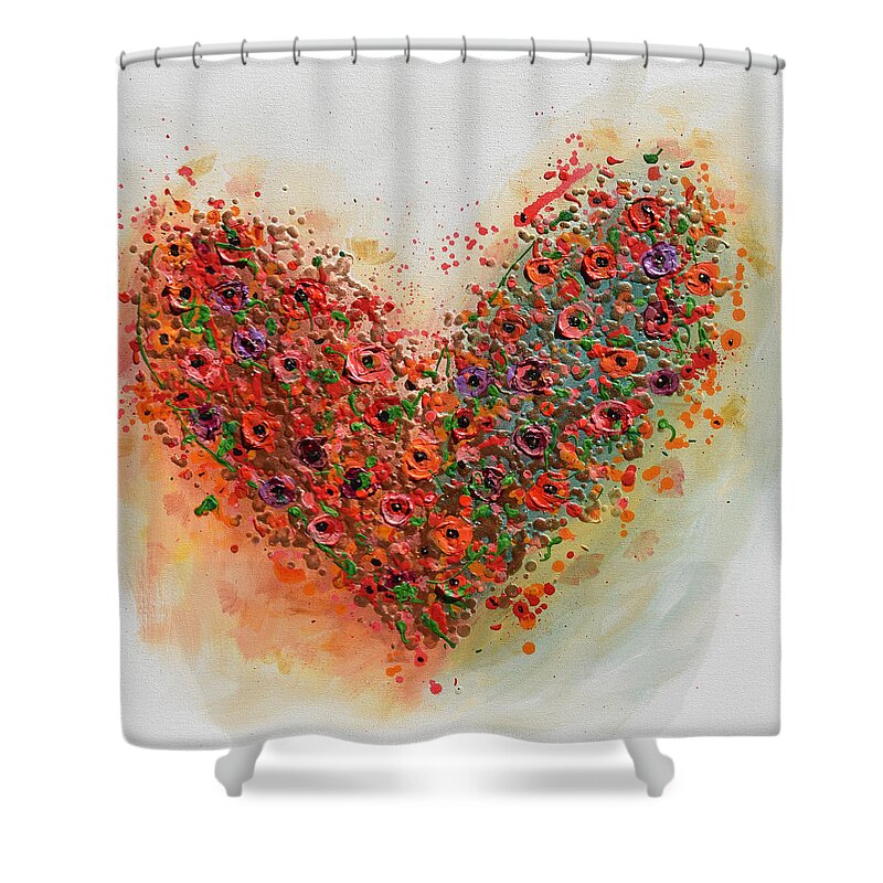 Heart Shower Curtain featuring the painting I Love Wildflowers by Amanda Dagg