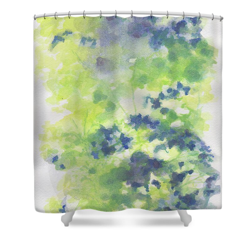 Hydrangea Shower Curtain featuring the painting I See a Hydrangea by Anne Katzeff