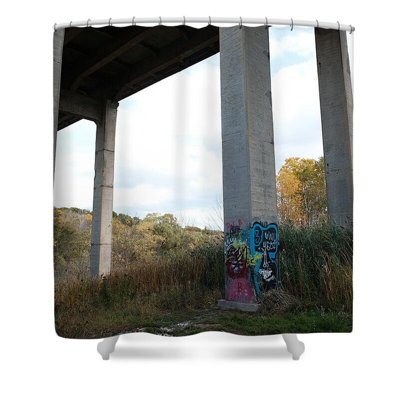 Urban Shower Curtain featuring the photograph I spent autumn under bridges X by Kreddible Trout