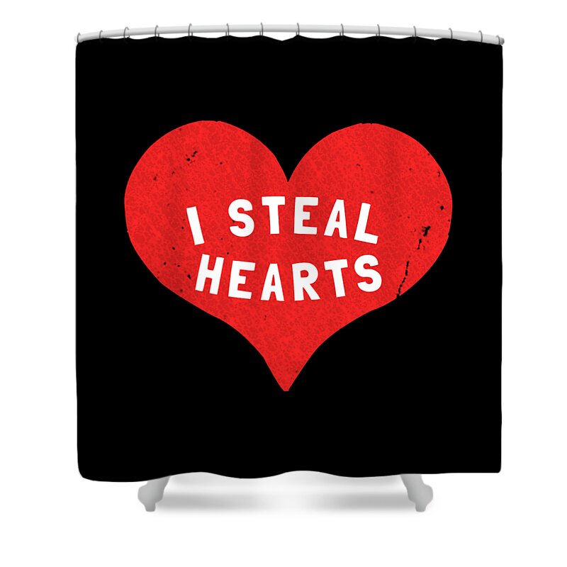 Funny Shower Curtain featuring the digital art I Steal Hearts Valentines Day by Flippin Sweet Gear