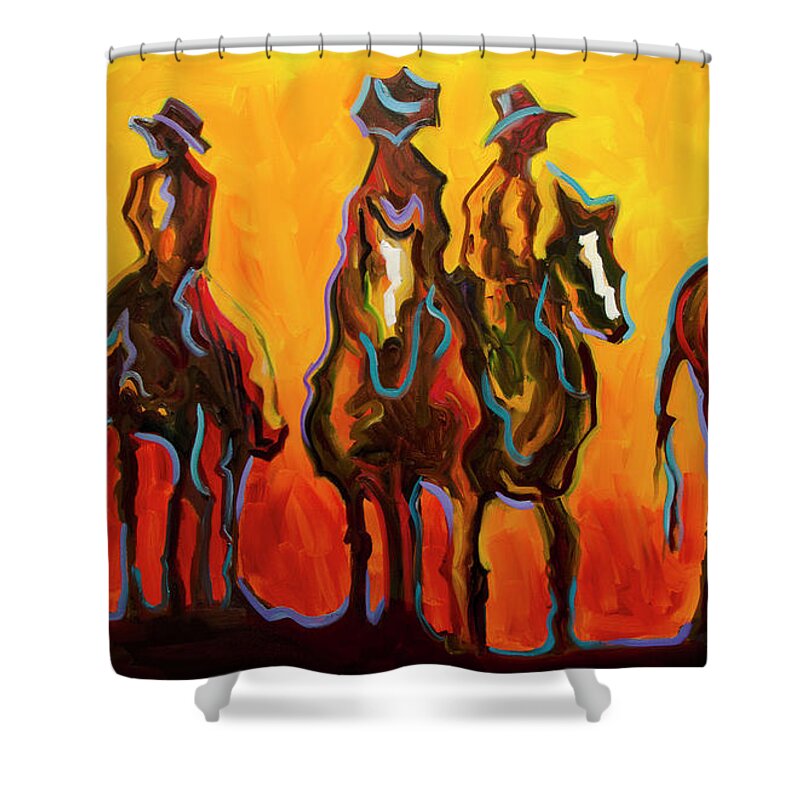Art Shower Curtain featuring the painting I Wanna Be a Cowboy by Diane Whitehead