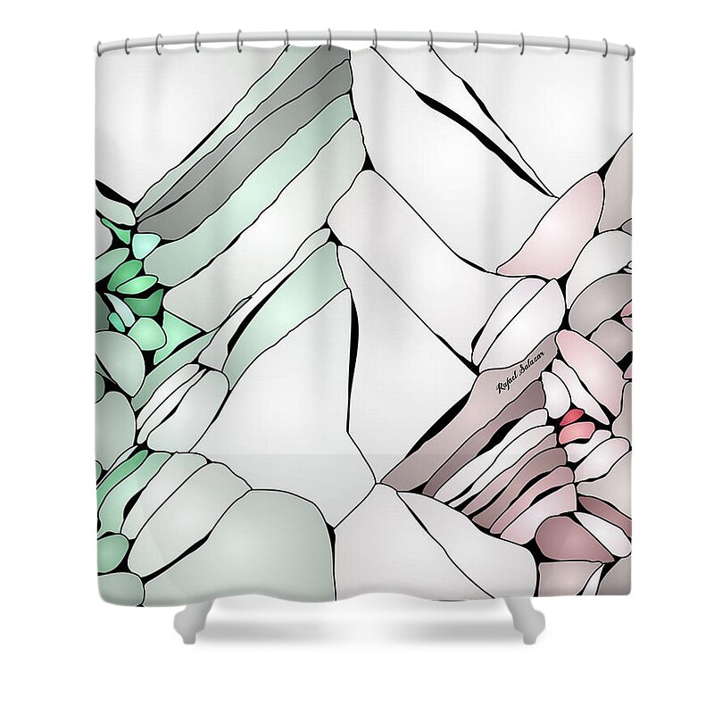 Rafael Salazar Shower Curtain featuring the digital art I wear a mask to protect you, you wear a mask to protect me by Rafael Salazar