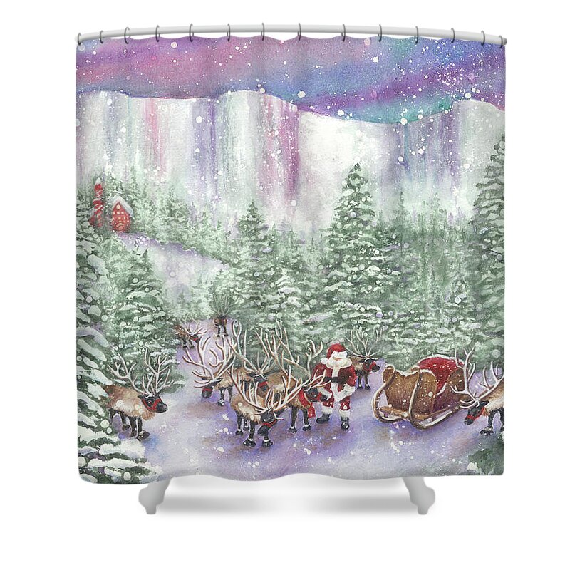 North Pole. Santa Claus Shower Curtain featuring the painting Ice Cliff Concealment by Lori Taylor