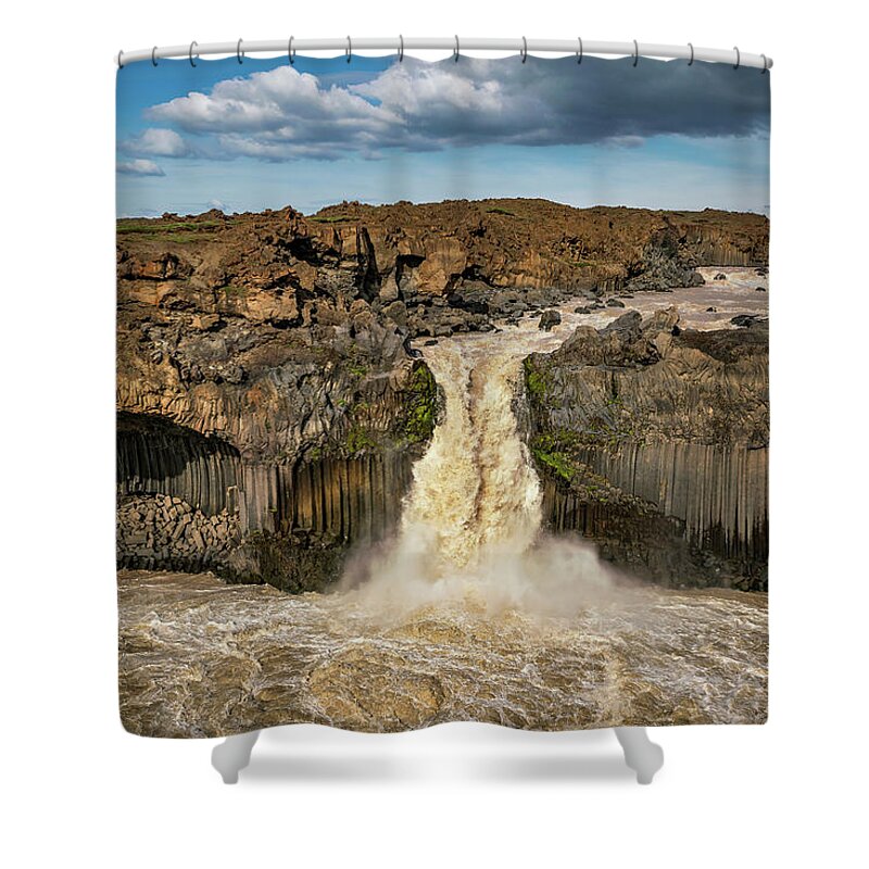 Aldeyjarfoss Shower Curtain featuring the photograph Iceland - Aldeyjarfoss waterfall by Olivier Parent