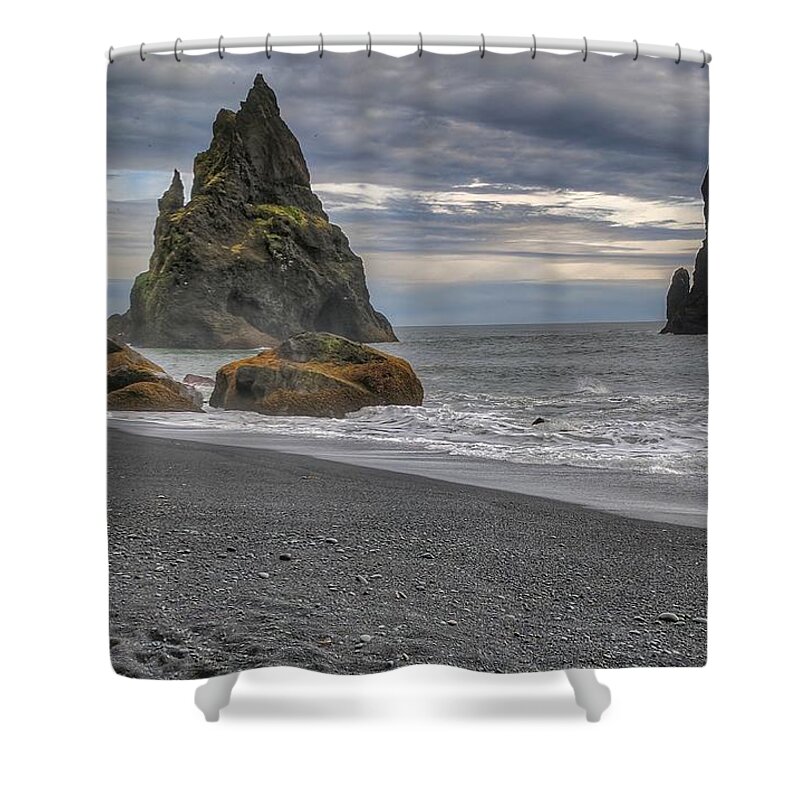 Iceland Shower Curtain featuring the photograph Iceland black beach by Yvonne Jasinski