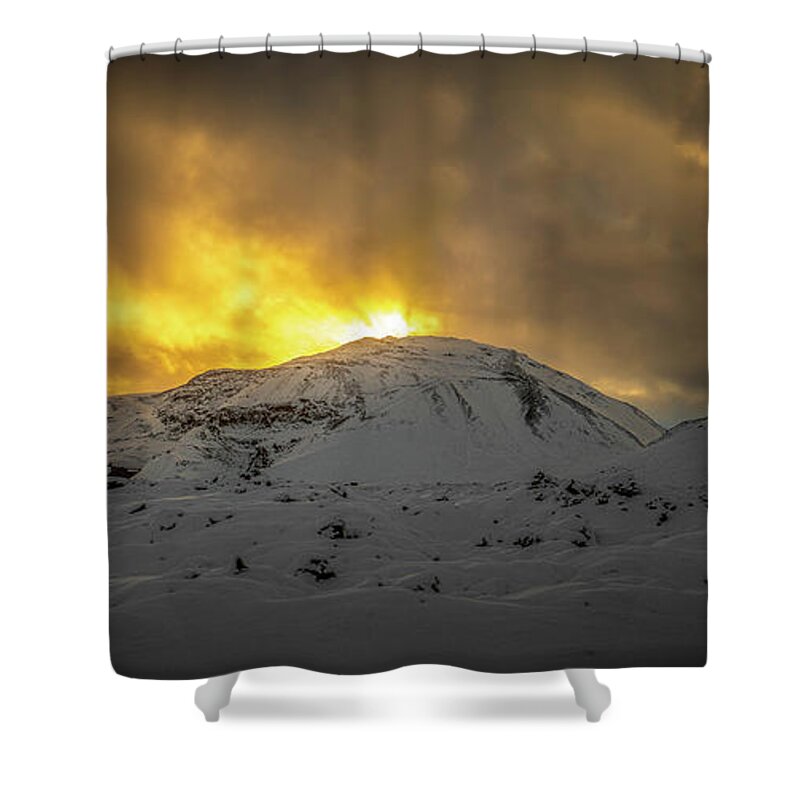 Mountain Shower Curtain featuring the photograph Icelandic Mountain Sunset by Nigel R Bell