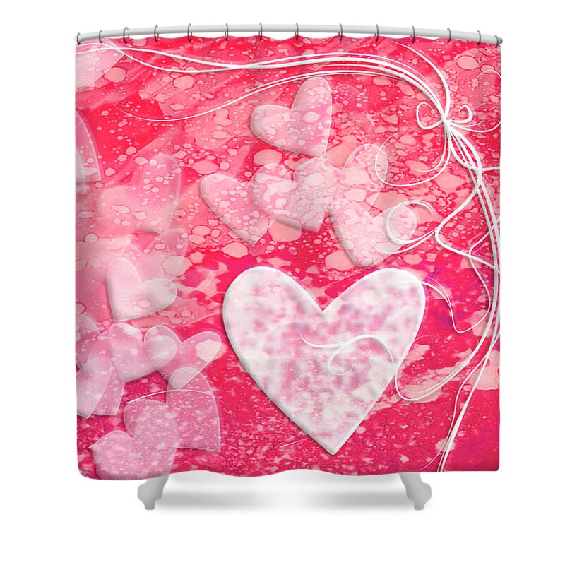 Hearts Shower Curtain featuring the mixed media Icing on the Cake by Moira Law