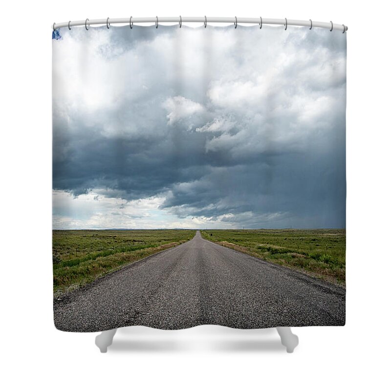 Storm Shower Curtain featuring the photograph Idaho Stormy Road by Wesley Aston