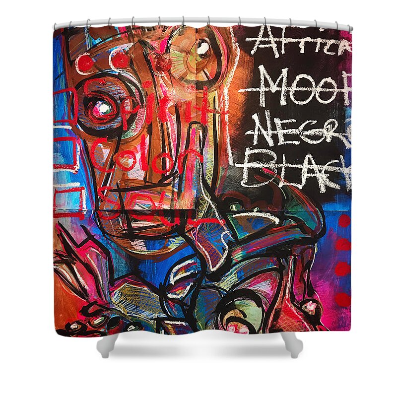 #acrylicpainting #abstractexpressionism #juliusdewitthannah Shower Curtain featuring the mixed media Identity by Julius Hannah