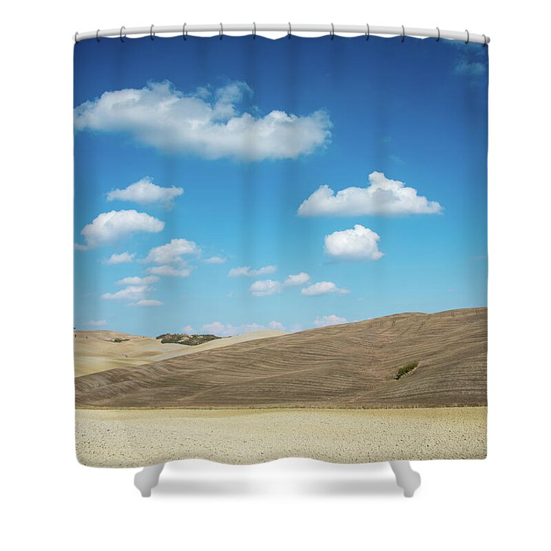 Italy Shower Curtain featuring the photograph Idyllic landscape with meadow field by Michalakis Ppalis