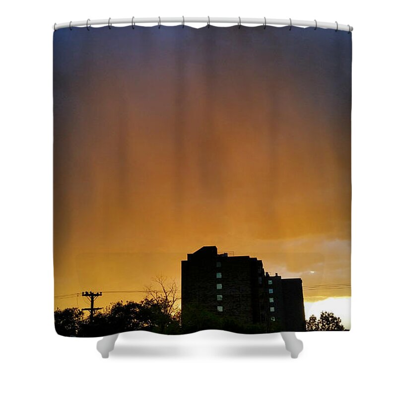 Rain Shaft Shower Curtain featuring the photograph Illuminated Rain Shaft by Ally White