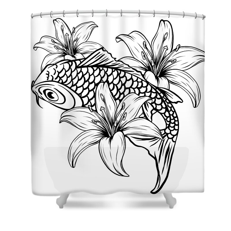 illustration of koi fish. drawing vector. vector illustration Japanese  motif. japan background. hand drawn of japan. Shower Curtain