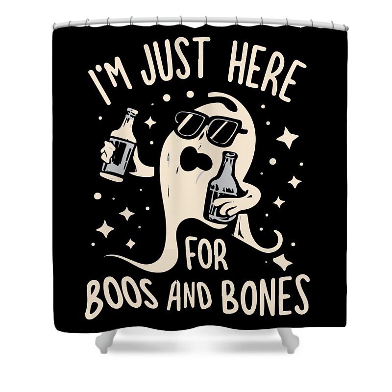 Halloween Shower Curtain featuring the digital art Im Just Here For Boos and Bones by Flippin Sweet Gear