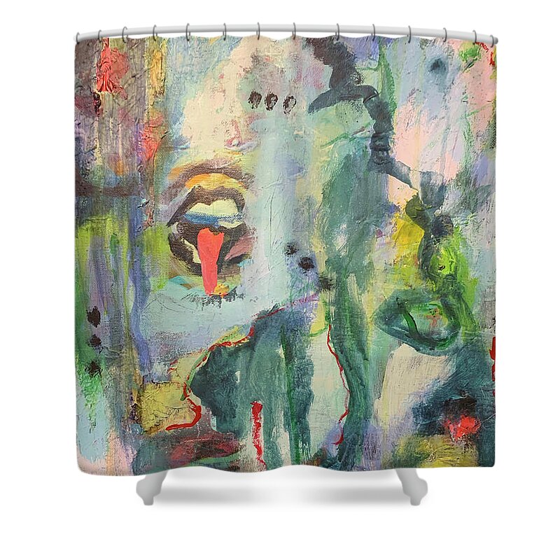 Abstract Art Shower Curtain featuring the mixed media I'm No Yes Man by Laura Jaffe