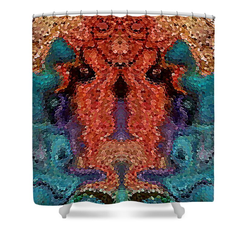 #abstract #abstractart #digital #digitalart #wallart #markslauter #print #greetingcards #pillows #duvetcovers #shower #bag #case #shirts #towels #mats #notebook #blanket #charger #pouch #mug #tapestries #facemask #puzzle Shower Curtain featuring the digital art Image in Pompeii Mosaic by Mark Slauter